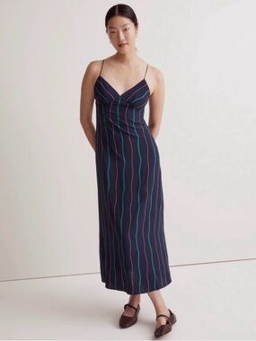 Madewell Layton midi slip dress - navy stripe